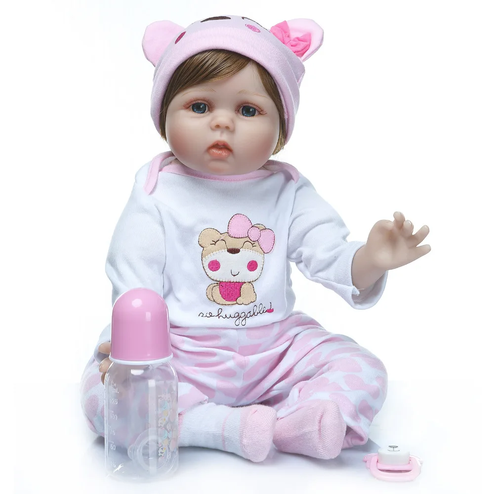 Nicery 20-22inch 50-55cm Bebe Reborn Doll Soft Silicone Boy Girl Toy Baby Gift for Children Pink Hat Trousers | Игрушки и хобби