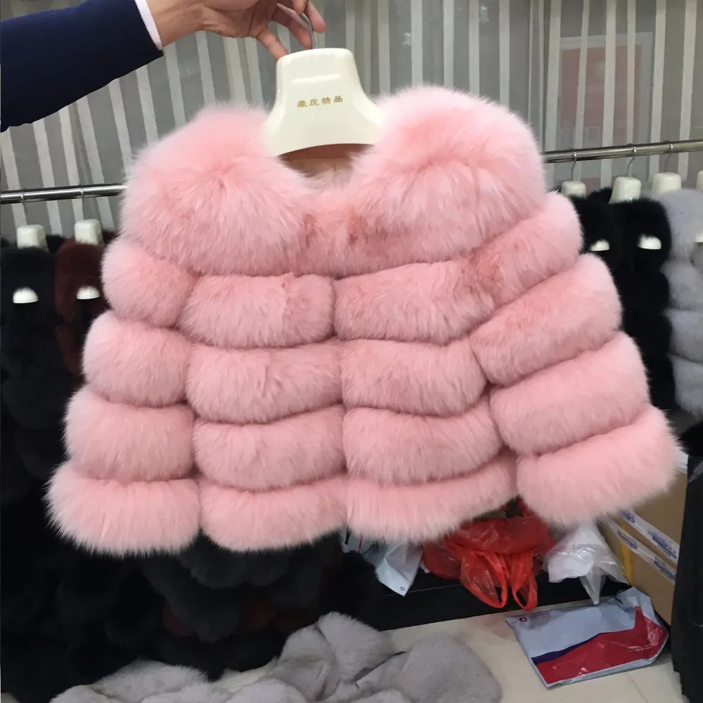 Оптовая продажа модное короткое меховое пальто с круглым вырезом полностью из