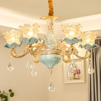 modern crystal chandelier lihting fixture led light european ceramic chandeliers home indoor lighting hanging lamp luminaria