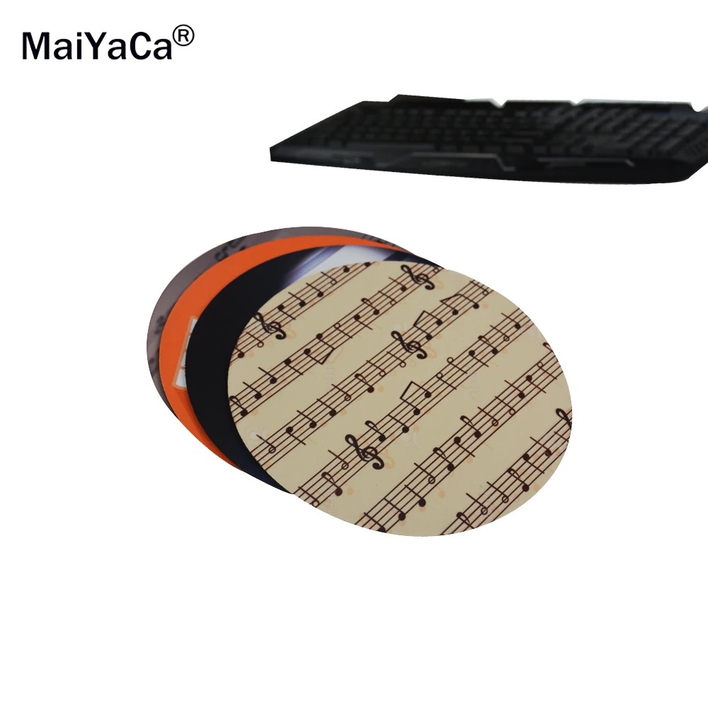 Резиновый коврик для мыши MaiYaCa с изображением музыкальных заметок круглая