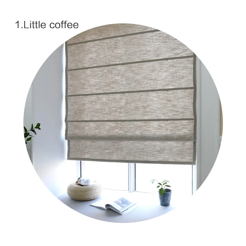Little coffee Одноцветная штора из искусственного льна, Римская Штора для гостиной, полузатемненные римские жалюзи, роликовые шторы для кухонного окна, Индивидуальные - Цвет: Little coffee
