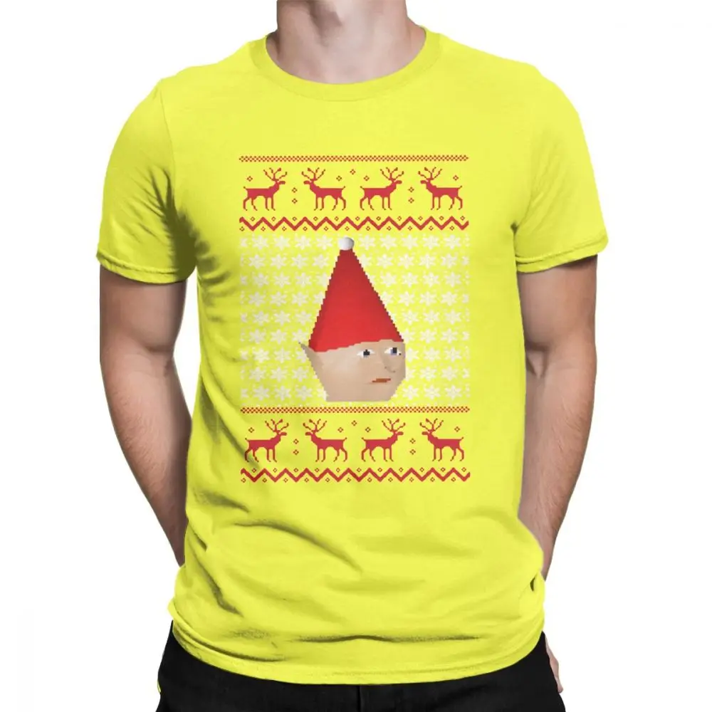 Мужская Рождественская футболка Runescape Gnome, RS Meme, одежда из чистого хлопка, креативная футболка с коротким рукавом размера плюс 4XL 5XL - Цвет: Цвет: желтый