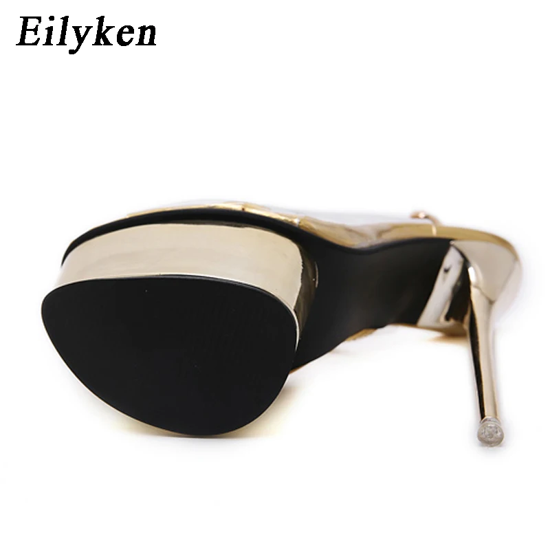 Eilyken/Новинка 2020 года летние пикантные золотистые женские босоножки из пвх туфли