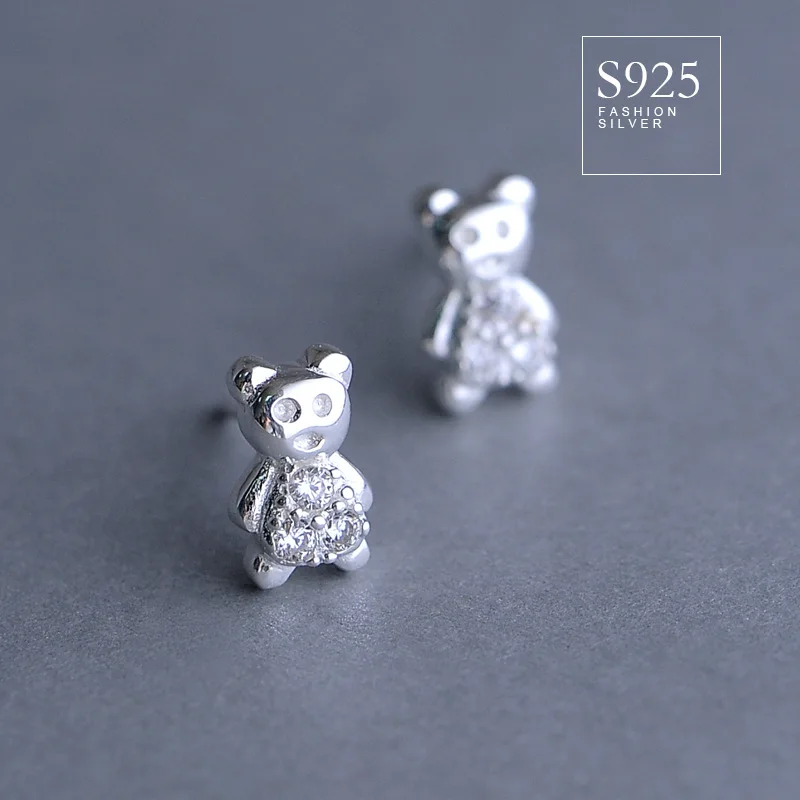 

925 svpure white fungus nail day, Korea simple drilling bears fashion accessories for women