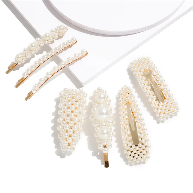 Милые заколки для волос девочек с искусственным жемчугом большие женские