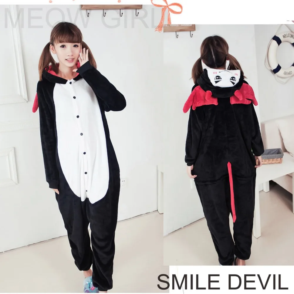 

Smile Devil - Pajamas Animal Onesie Cosplay Costume Unisex Sleepwear Party Nightgown Pockets