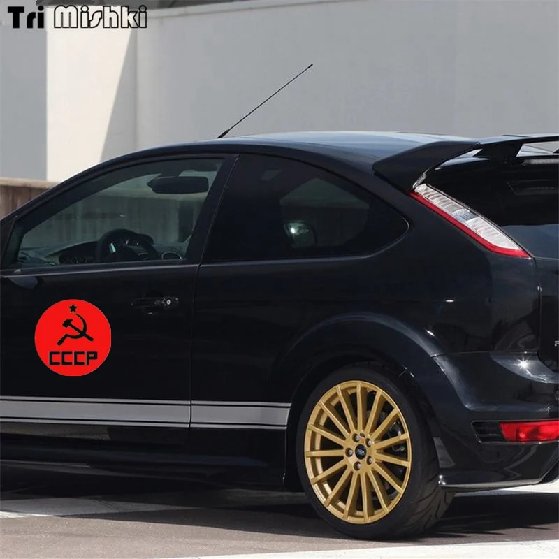 Tri Mishki HZX395# 15*15см серп и молот звезда ссср виниловые наклейки на авто наклейка для