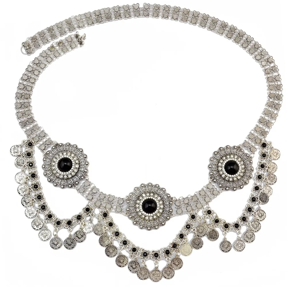 Этническая Цыганская цвет с металлическим ремнем и цепи тела Boho индийский