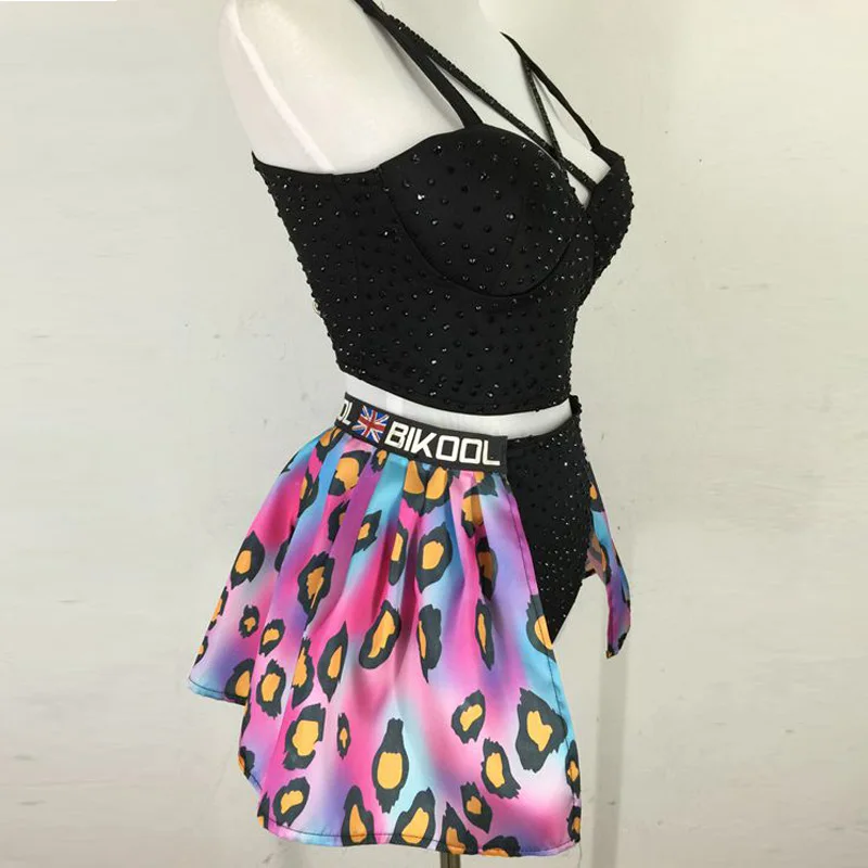 Красный черный или белый сексуальный клубный танцевальный костюм с бриллиантами