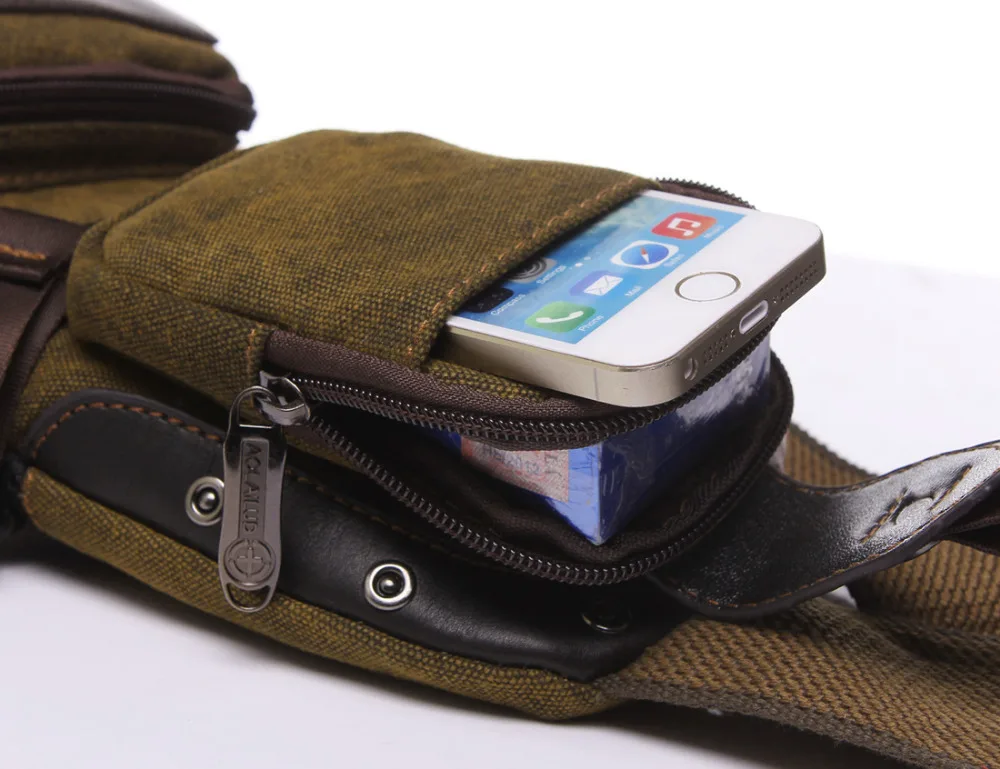 Высокое качество холщовая мужская сумка на лямках груди для повседневной носки