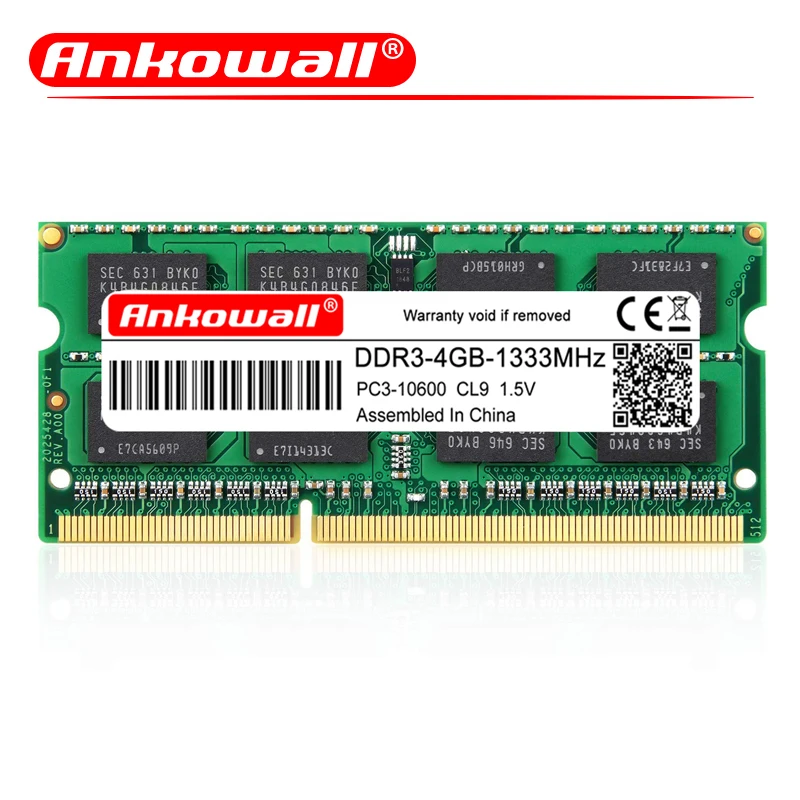 Ноутбук ANKOWALL DDR3 2GB 4GB 8GB 1066 1333 1600 MHz sodimm ddr3l ram память ноутбука 204pin 1,5 V/1,35 V гарантия три года