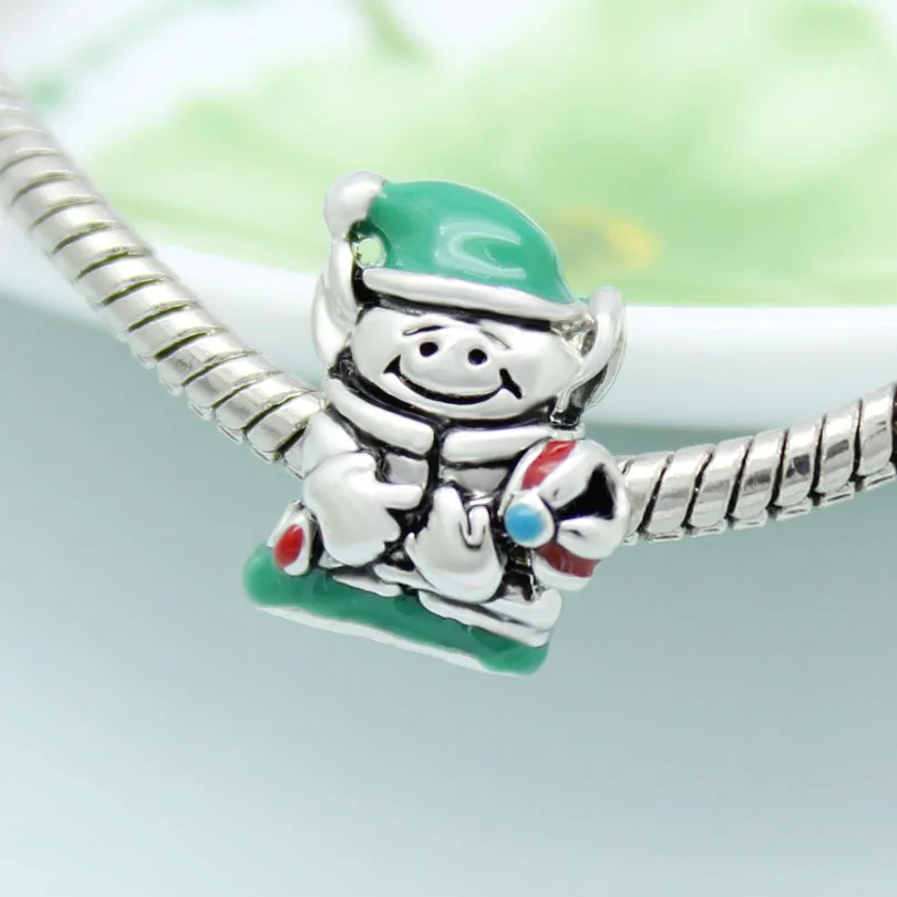 Новый продукт зеленый Рождественский эльф Санта Клаус Шарм Fit Pandora браслет |