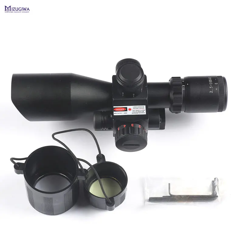 Тактический 2 5 10x40 Riflescope красный зеленый двойной подсветкой Mil dot прицел с красной