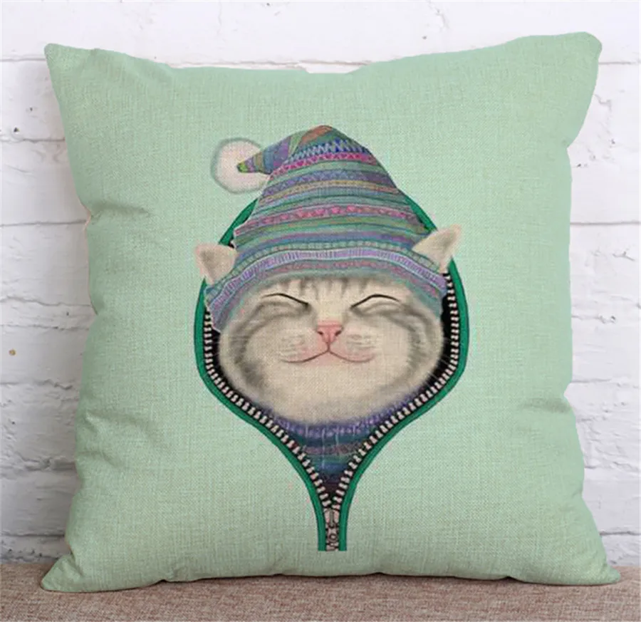 Симпатичная кошка собака животное хлопковая льняная Декоративная Наволочка на