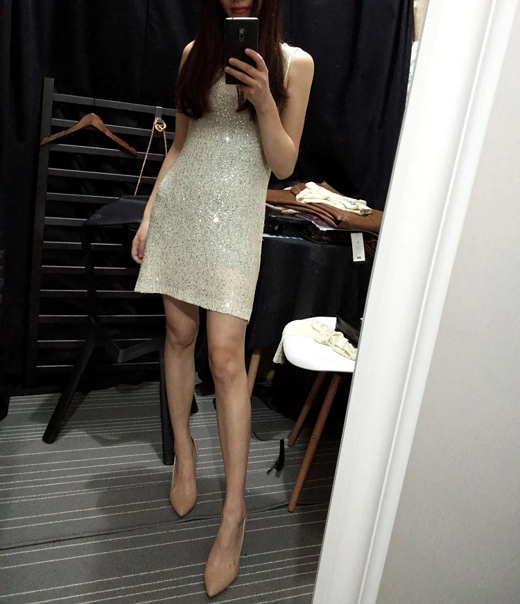 Cakucool женское летнее вязаное платье с блестками, облегающее, Vestido, сексуальное, с большим круглым вырезом, без рукавов, повседневное платье, шикарные вечерние Клубное длинное платье