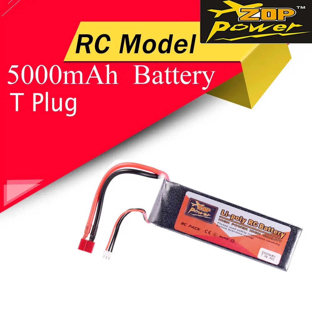 ZOP Power 7 4 в 5000 мАч 40C 2S Lipo батарея с Т образным разъемом перезаряжаемая для