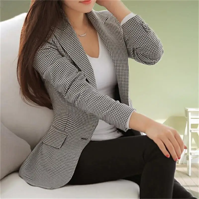 

Fashion women's plaid suit jacket female autumn new female small suit female jacket in the long paragraph wild spring ladies