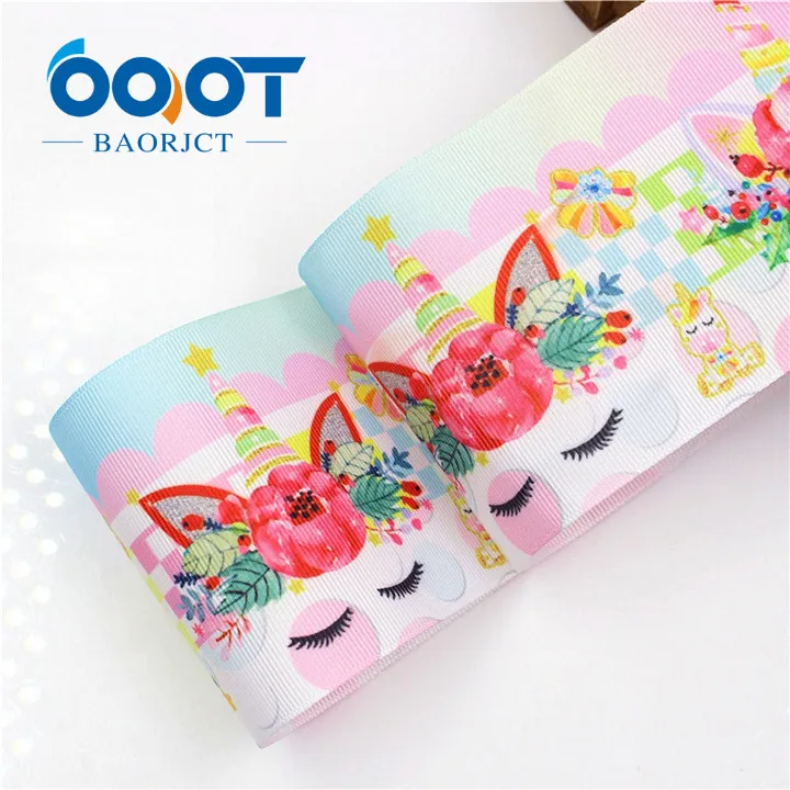 I-18428-51 OOOT BAORJCT I-18428-50 75 мм 10 ярдов мультфильм ленты тепловой передачи печатных grosgrain Свадебные аксессуары DIY материал - Цвет: I-18428-51