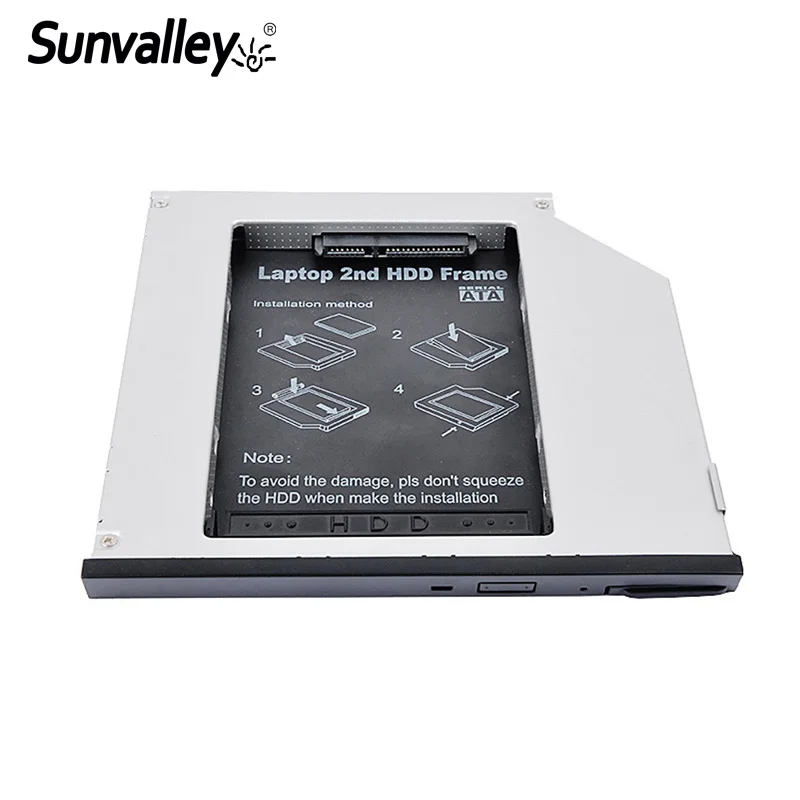 Sunvalley 2nd HDD Caddy 9 5 мм SATA на алюминиевый SSD диск чехол DVD CD ROM для ноутбука Dell E6400|hdd caddy