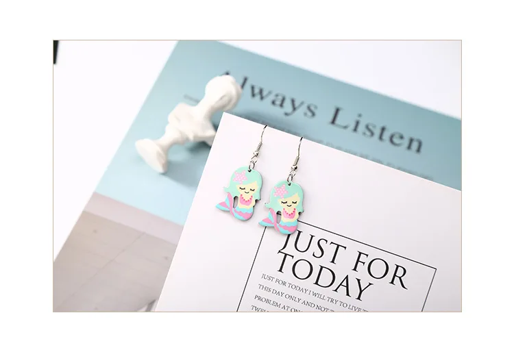 Милые Висячие серьги для девочек с единорогом лошадью и русалочкой 6 видов
