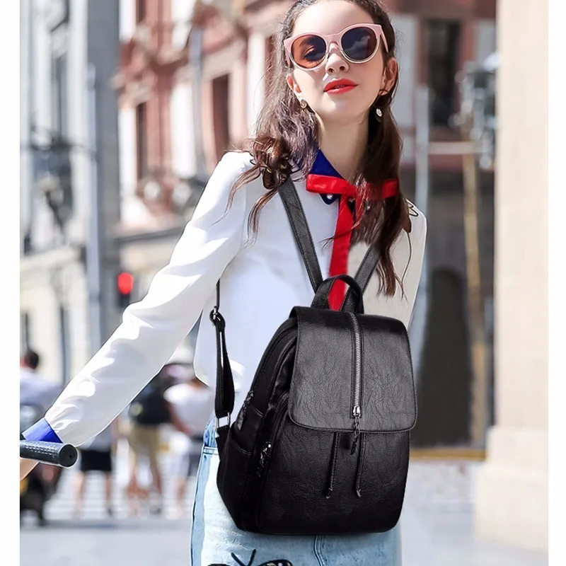 Женские кожаные рюкзаки школьные сумки для девочек Большой Вместительный рюкзак
