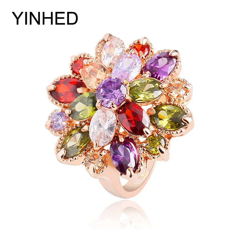 YINHED Роскошные великолепные ювелирные изделия для вечеринки кольцо цвета
