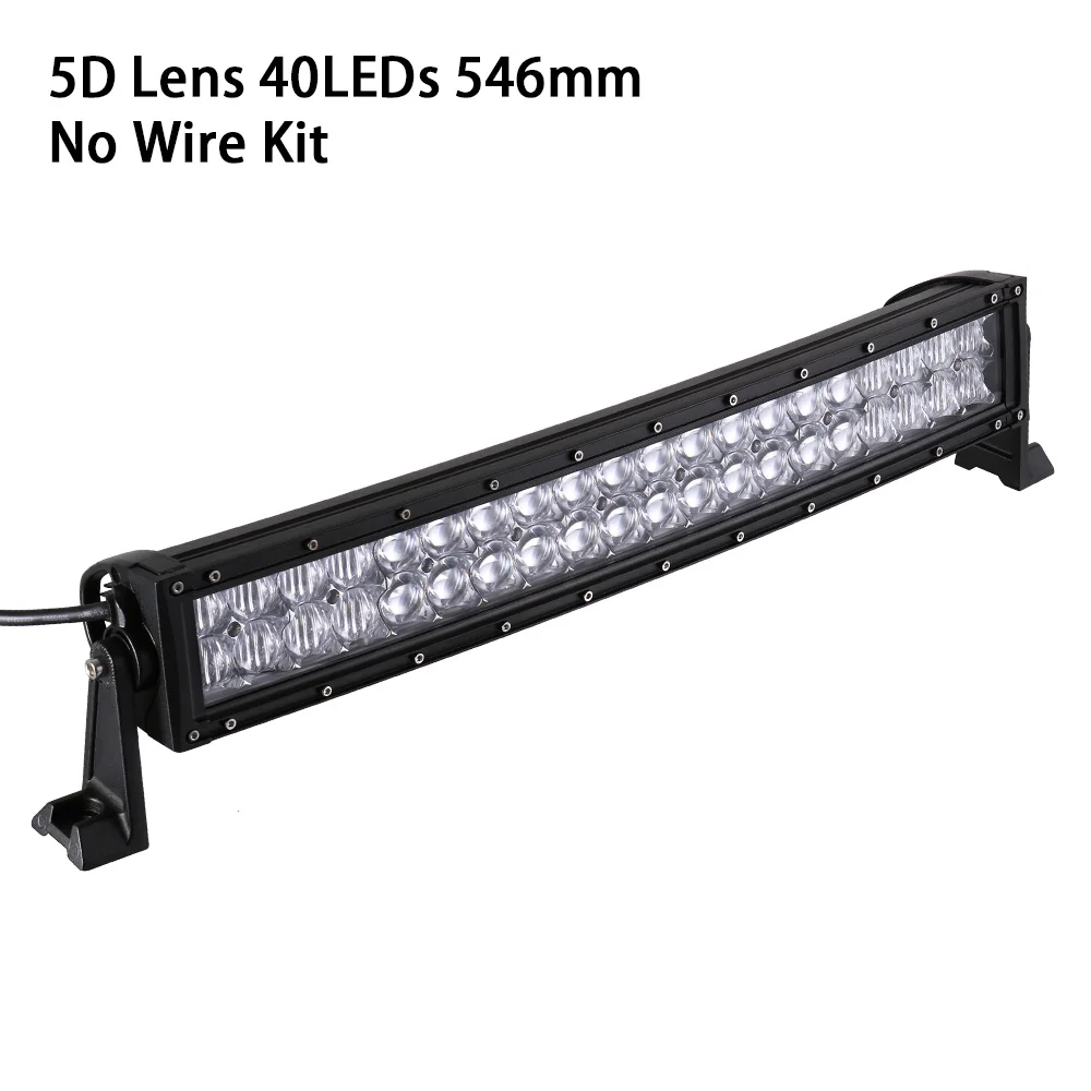 22 inch no wire 5D 22 32 42 52 дюймов изогнутый СВЕТОДИОДНЫЙ светильник 12 в 24 в комбинированный луч для бездорожья лодки автомобиля грузовика ATV внедорожник 4WD 4x4 светодиодный Рабочий фонарь - Цвет: 22 inch no wire