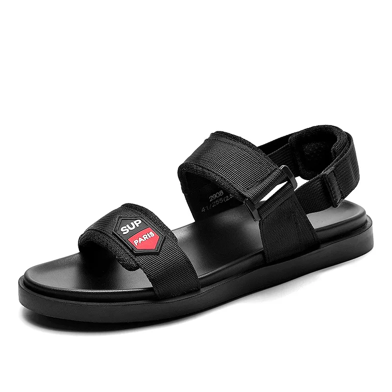 S2908 black SUROM/Новинка года; летние мужские сандалии; нескользящая резиновая пляжная обувь; стильная повседневная мужская классическая обувь на плоской подошве; Цвет Черный - Цвет: S2908 black