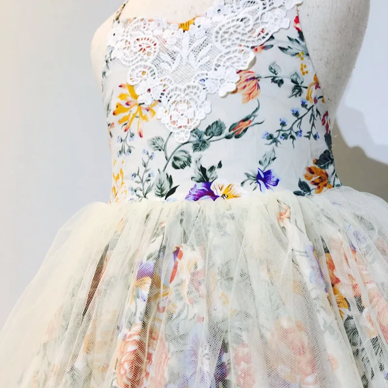 2018 Kids Corset Lace Hem Dresses Princess Backless Flower Boutique Costume 3-8yrs Girls Vintage Style Clothes Wholesale 18PCW01 | Детская