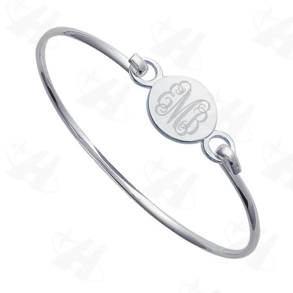 Посеребренный браслет с монограммой гравировкой круглые браслеты модный