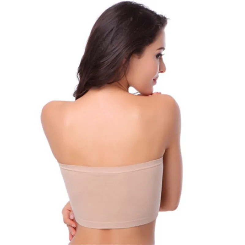 Дамы Для женщин FashionComfort без бретелек бюстгальтер bandeau топ бюстгальтер Boob трубы S-XXL черный, белый цвет ню W3