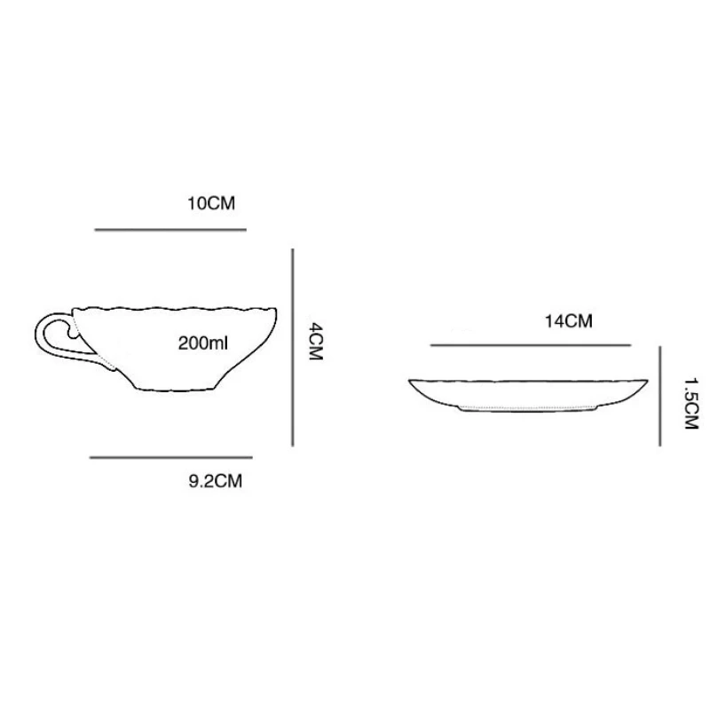 Классическая керамическая кофейная чашка и блюдце в стиле листьев лотоса ручной