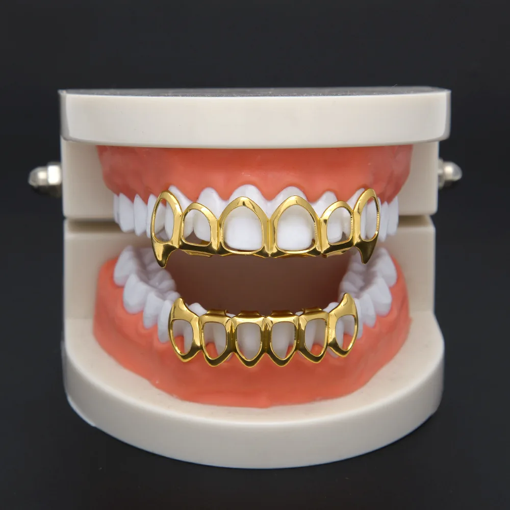 TeethGrillz золотого цвета в стиле хип хоп|vampire grill|bottom grillgold grill |
