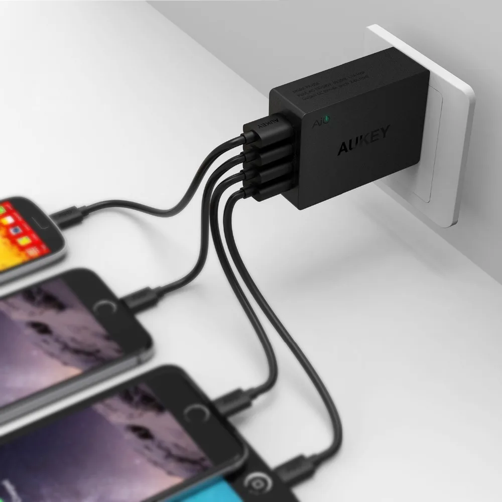 AUKEY 3 4 порта USB зарядное устройство 2.4A Быстрая зарядка умный мобильный телефон для