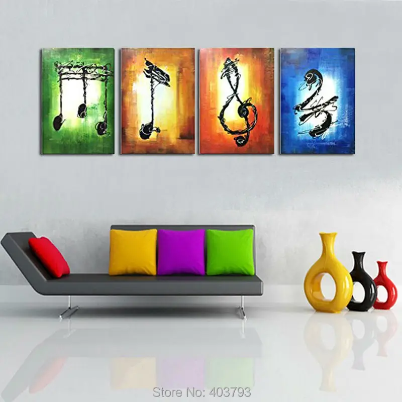 Большая Современная Абстрактная музыкальная Note 100% ручная роспись картина маслом