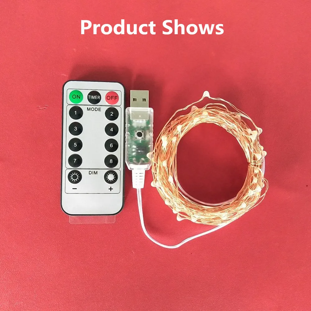 Светодиодная гирлянда 5/10 M/20 M 50/100 Led USB 8, СВЕТОДИОДНАЯ Гирлянда для управления, сказочные гирлянды для свадьбы, Рождества, праздника, декоративные лампы