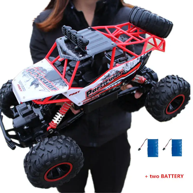 37 см Радиоуправляемая машина 1/12 4WD 4x4 водительский автомобиль Двойной Мотор привод Bigfoot автомобиль пульт дистанционного управления модель автомобиля внедорожник игрушка - Цвет: red  TWO battery