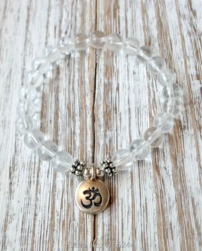 SN1046 прозрачный кварцевый браслет для медитации наручный Mala Beads Исцеляющие