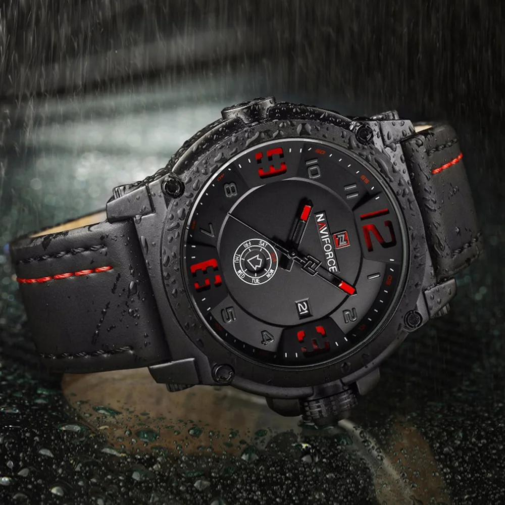 Relogio Masculino NAVIFORCE Топ люксовый бренд мужские спортивные военные кварцевые часы Мужские Аналоговые Дата Кожаный ремешок для часов наручные часы