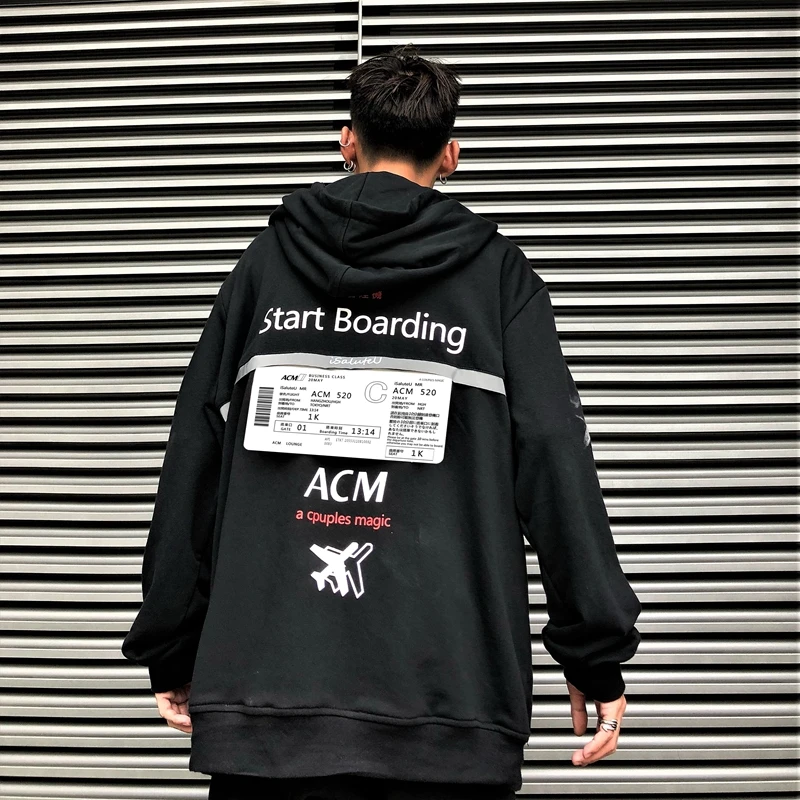 Мужские толстовки в стиле хип хоп японский уличный свитшот с принтом Кандзи