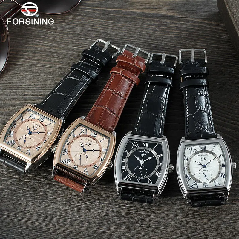 FORSINING классические мужские часы Роскошные Лидирующий бренд Кожа Авто