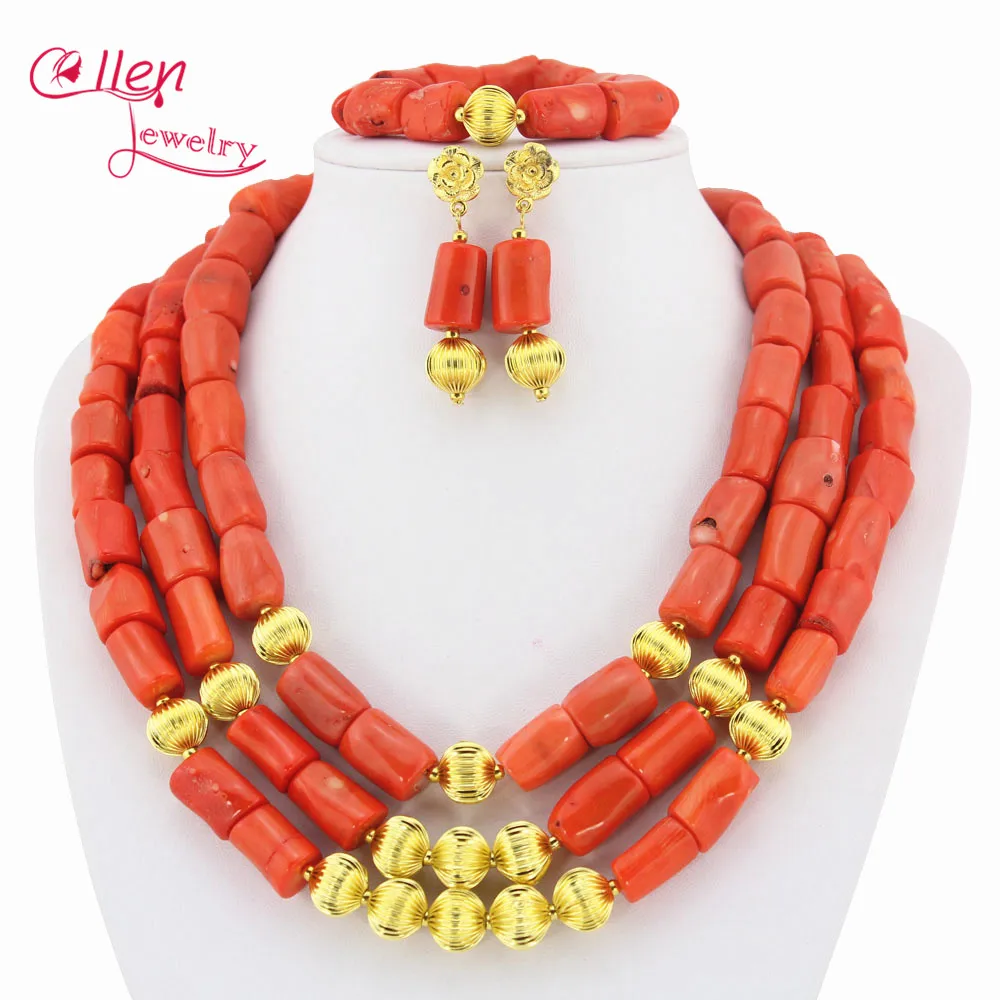Fine 2017  African Beads Jewelry Set Nigerian  Party African Orange Jewelry Sets Crystal Beads Jewelry Sets W9862