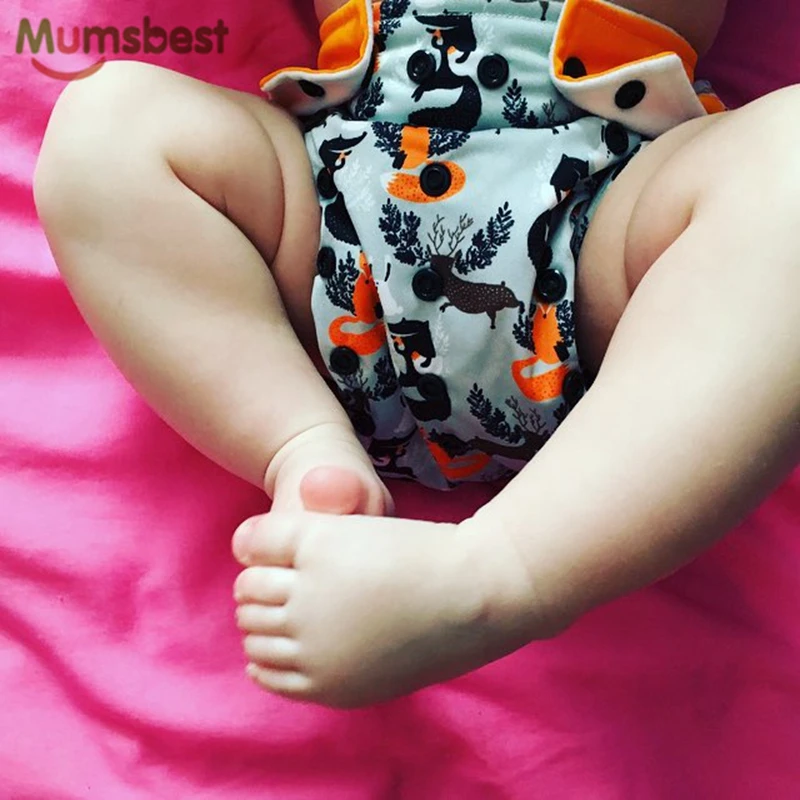 [Mumsbest] новые детские тканевые подгузники, регулируемые тканевые подгузники с рисунком лисы, Моющиеся Водонепроницаемые Многоразовые подгузники для малышей