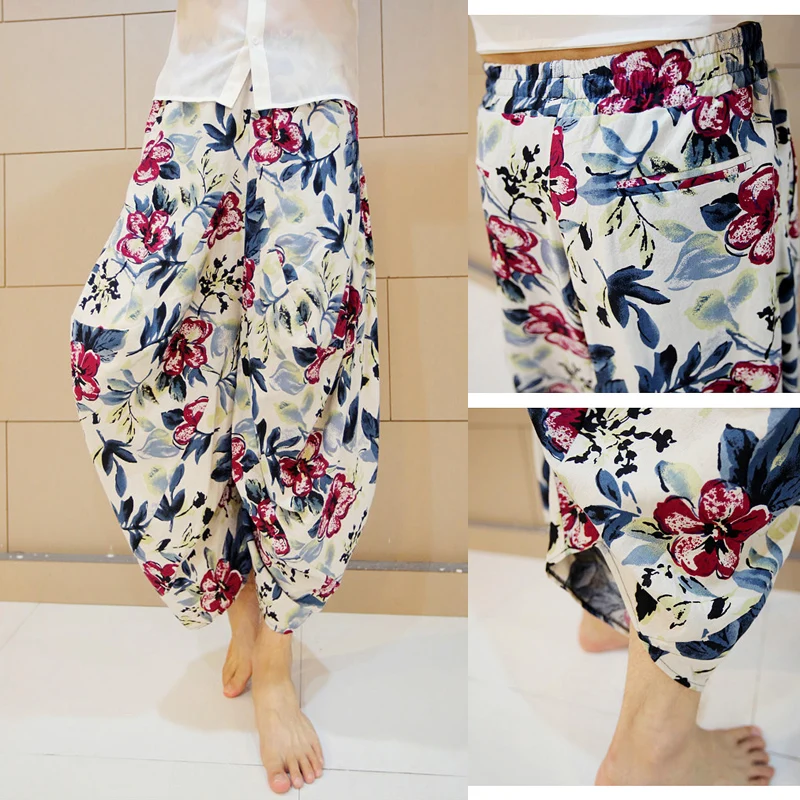 Мужские шаровары японский самурай непальский стиль бохо повседневные низкая