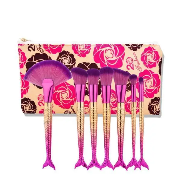 Мода Румяна Тени для век Кисть макияжа 7 шт. Русалка косметический набор кистей