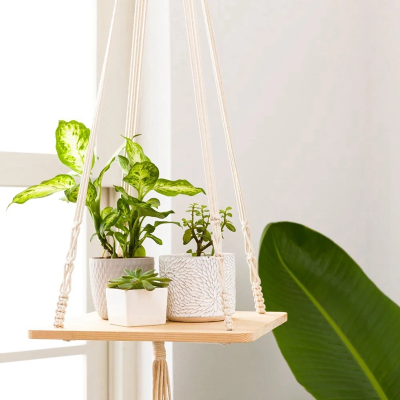 Висячие вешалки для растений в макраме настенная полка помещении декоративный