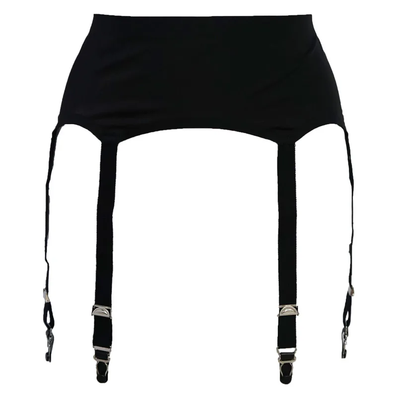 

Black Women Seamless Panties Garter Belt 6 Wide Straps Vintage Metal Buckles Sexy Belt For Stocking Wedding Lingerie S504B