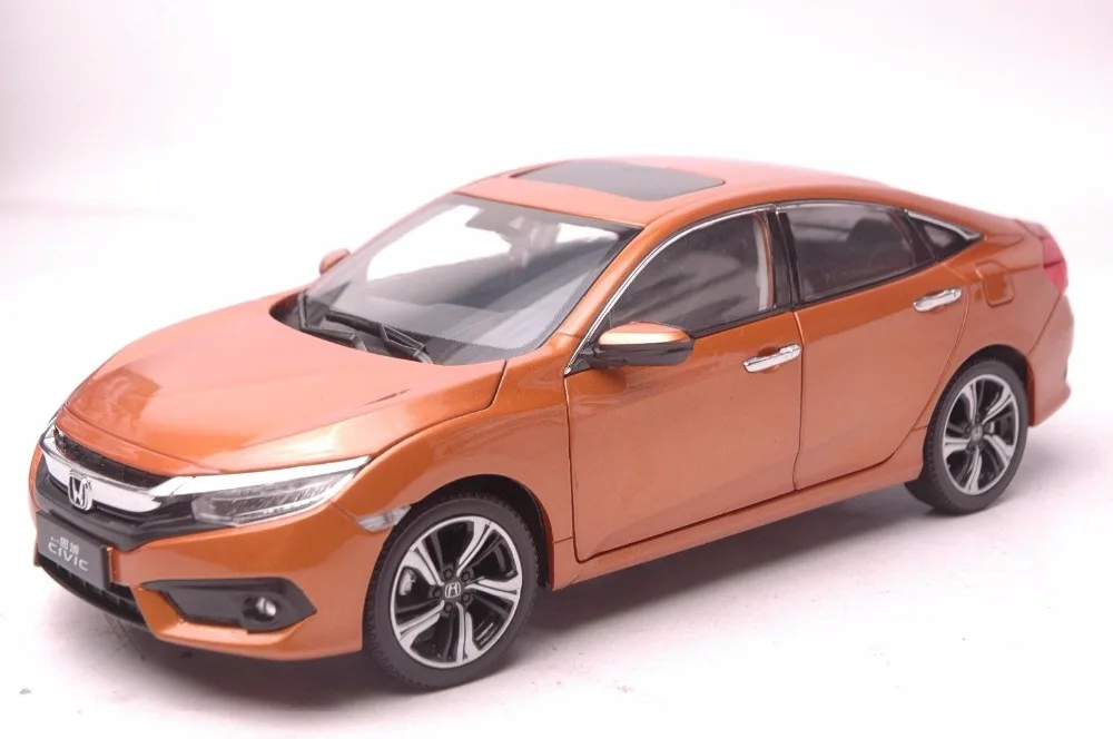 1:18 литая модель для Honda Civic 2016 MK10 оранжевый седан игрушечный автомобиль из сплава