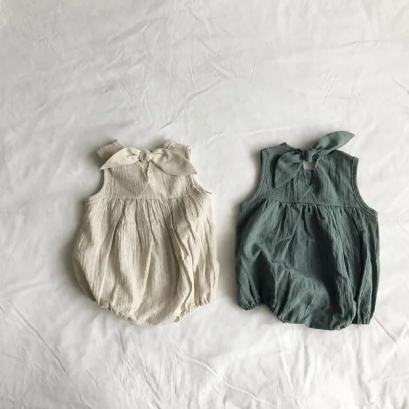

MILANCEL summer linen baby bodysuits Korean toddler girls jumpsuits cotton brief infant boys bodysuit