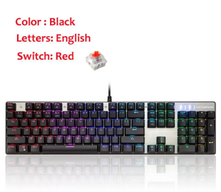 English Red Switch Motospeed CK104 металлический переключатель с 104 клавишами RGB игровая Проводная Механическая клавиатура светодиодный с подсветкой анти-привидение для геймерского компьютера - Цвет: English Red Switch